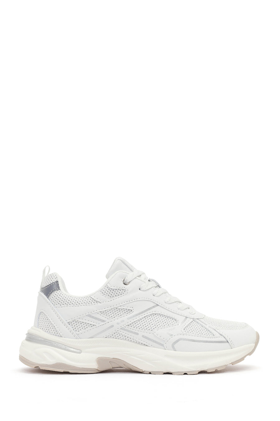 Kadın Beyaz Bağcıklı Kalın Tabanlı Sneaker 26PFE457314 | Derimod