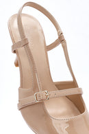 Women's Beige Open Back Thin Heeled Shoes | Derimod