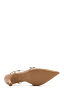 Women's Beige Open Back Thin Heeled Shoes | Derimod
