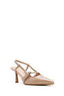 Women's Beige Open Back Thin Heeled Shoes | Derimod