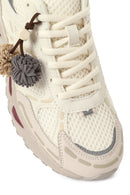 Woman Cream Lace-Up Charm Thick-Soled Sneakers | Derimod