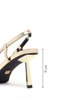Women's Gold Open Back Metallic Thin Heel Shoes | Derimod