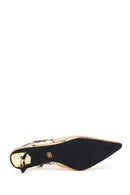 Women's Gold Open Back Metallic Thin Heel Shoes | Derimod