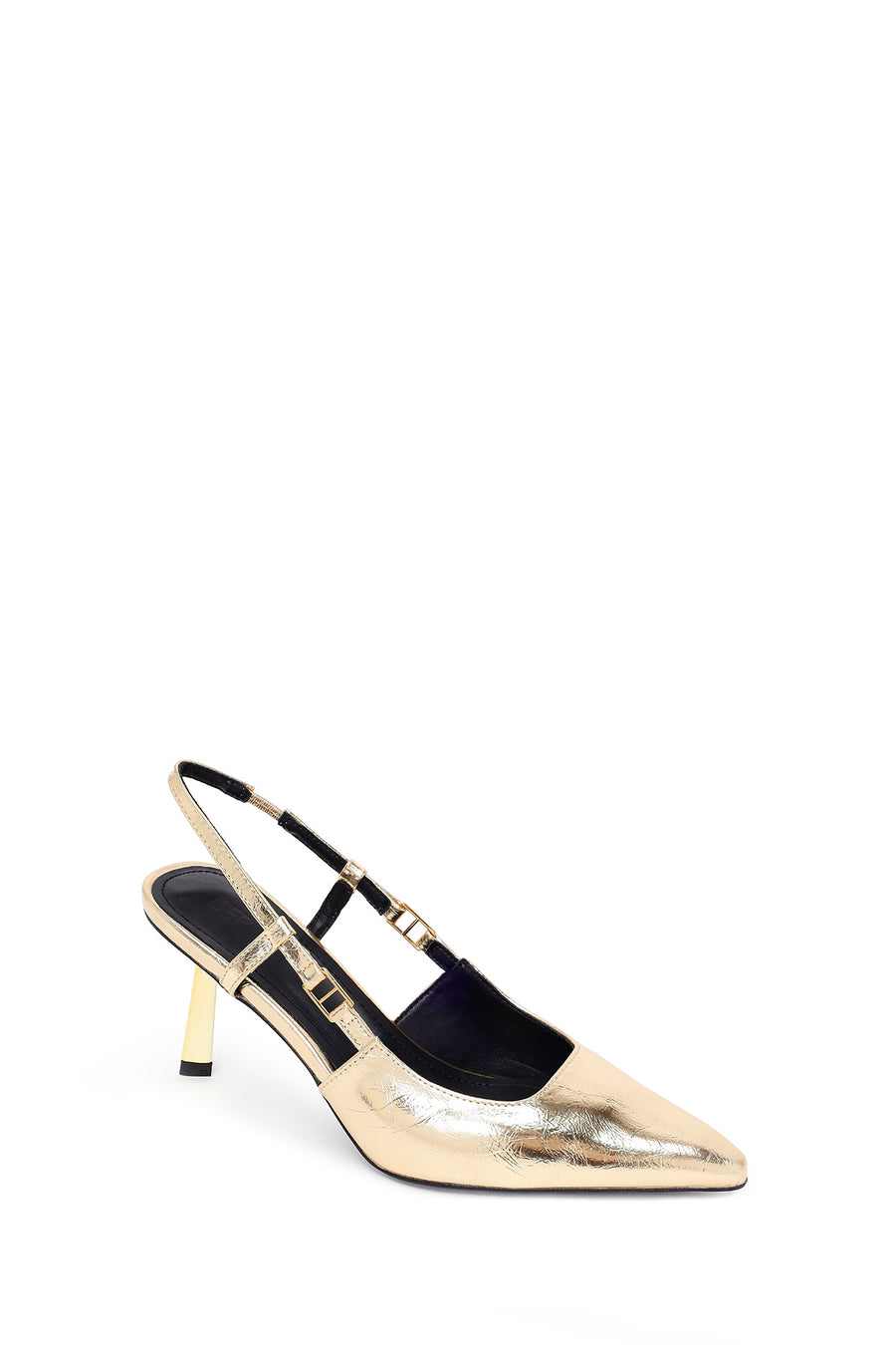 Women's Gold Open Back Metallic Thin Heel Shoes