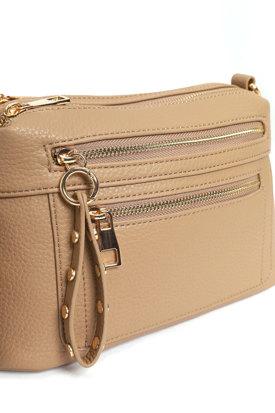 Woman Beige Long-Strap Crossbody Bag