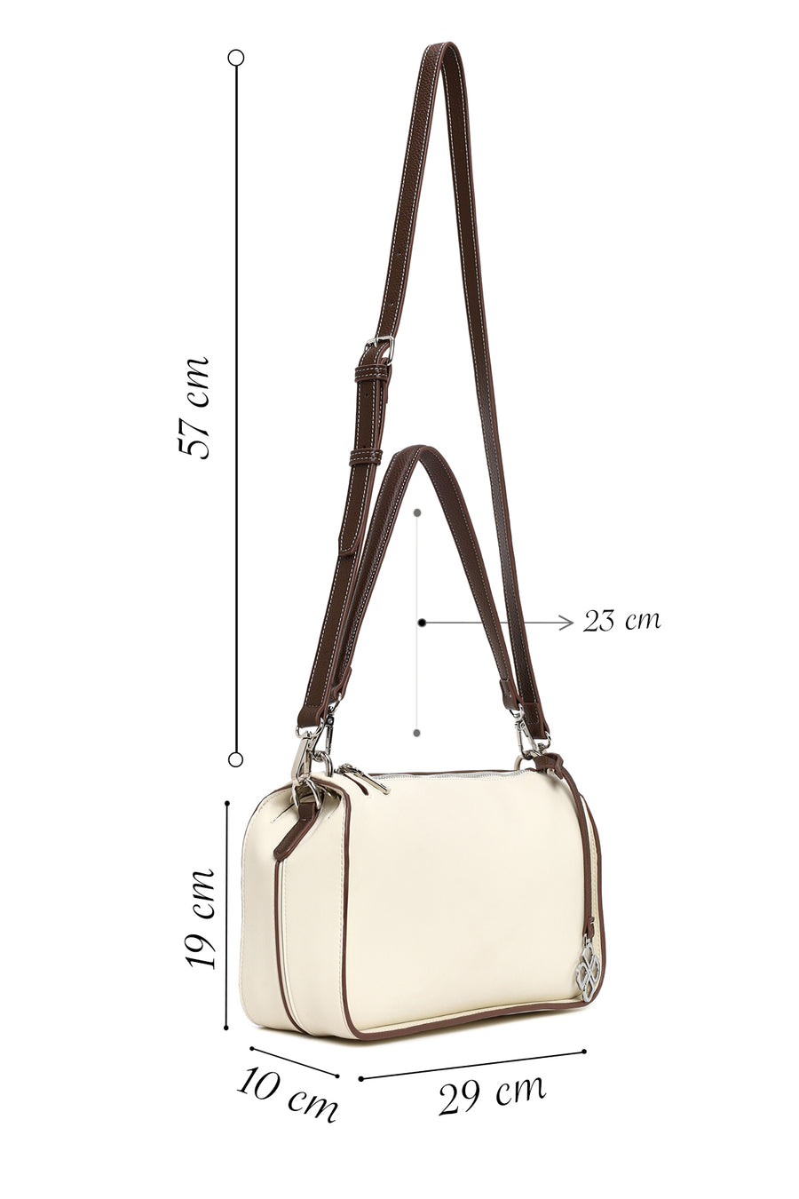 Woman Cream Long-Strap Shoulder Bag