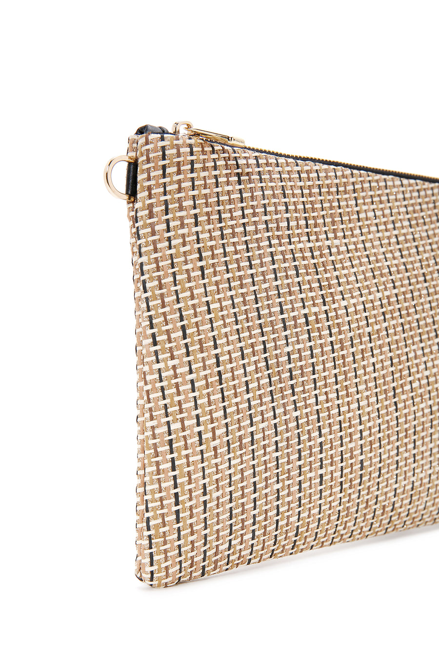 Women's Black Long Chain Strap Straw Clutch Bag