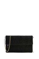 Women's Black Chain Strap Woven Clutch Bag | Derimod