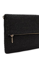Women's Black Chain Strap Woven Clutch Bag | Derimod