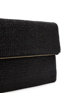 Women's Black Chain Strap Woven Clutch Bag | Derimod