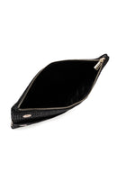 Women's Black Chain Strap Woven Clutch Bag | Derimod