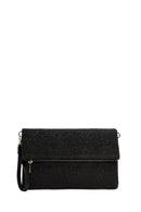 Women's Black Chain Strap Woven Clutch Bag | Derimod