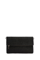 Women's Black Chain Strap Woven Clutch Bag | Derimod
