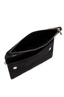 Women's Black Chain Strap Woven Clutch Bag | Derimod