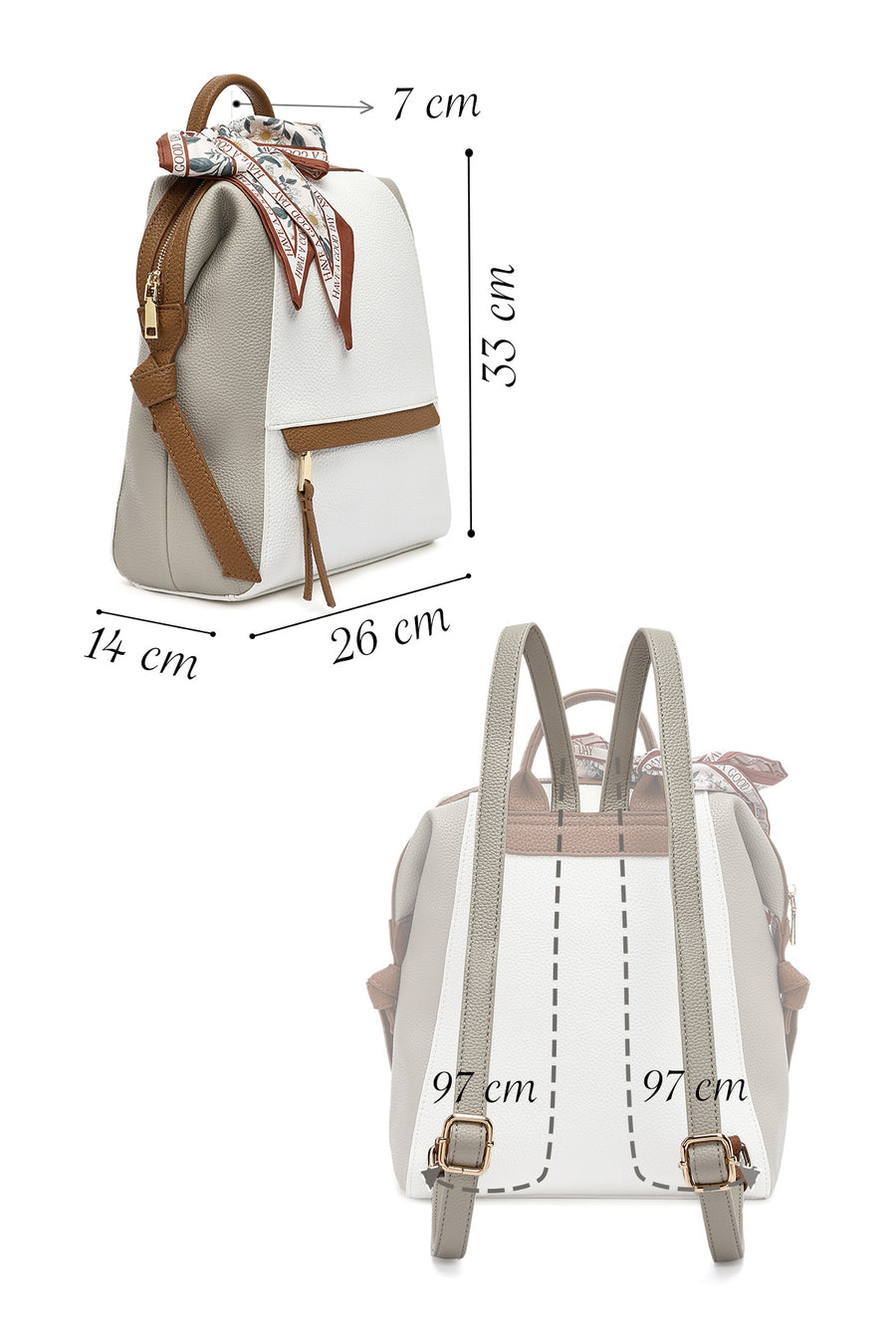 Women's White Backpack with Accessories