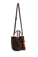 Woman Brown Long-Strap Printed Shoulder Bag | Derimod