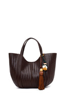 Woman Brown Long-Strap Printed Shoulder Bag | Derimod