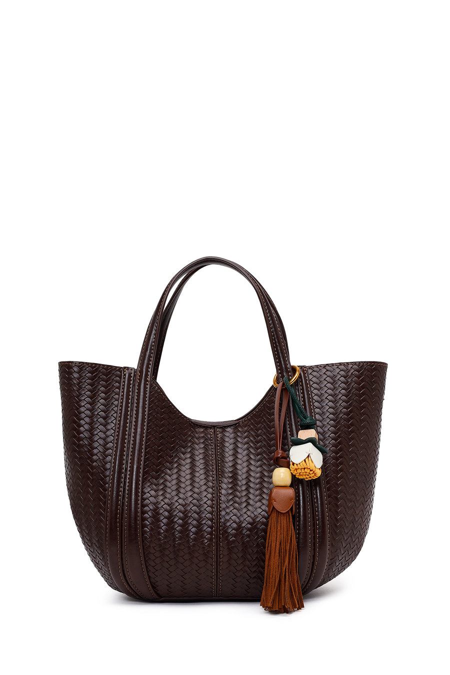 Woman Brown Long-Strap Printed Shoulder Bag