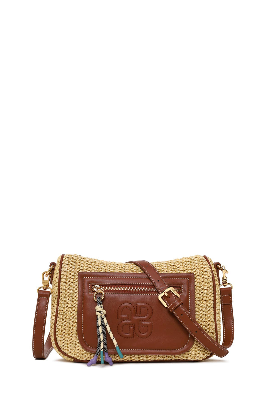 Woman Beige Long-Strap Wicker Crossbody Bag 26SBD2521M7 | Derimod