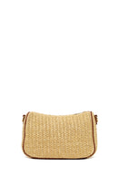 Woman Beige Long-Strap Wicker Crossbody Bag | Derimod
