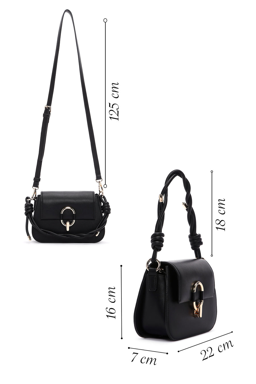 Woman Black Long-Handle Shoulder Bag