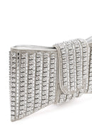 Women's Silver Long Strap Embellished Mini Box Dress Bag | Derimod