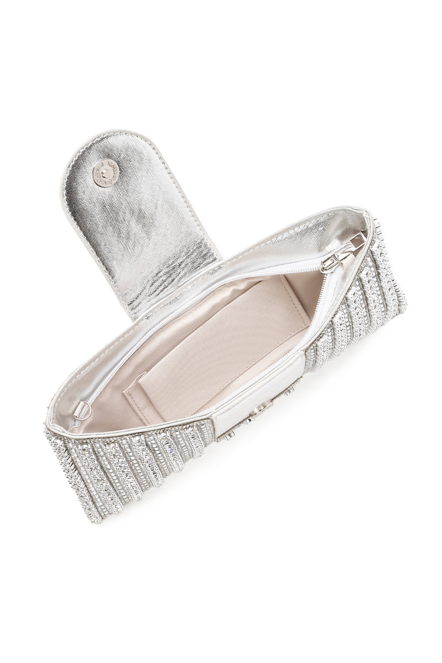 Women's Silver Long Strap Embellished Mini Box Dress Bag