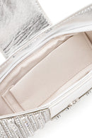 Women's Silver Long Strap Embellished Mini Box Dress Bag | Derimod