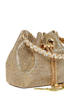 Women's Beige Long Chain Strap Embellished Mini Evening Bag | Derimod