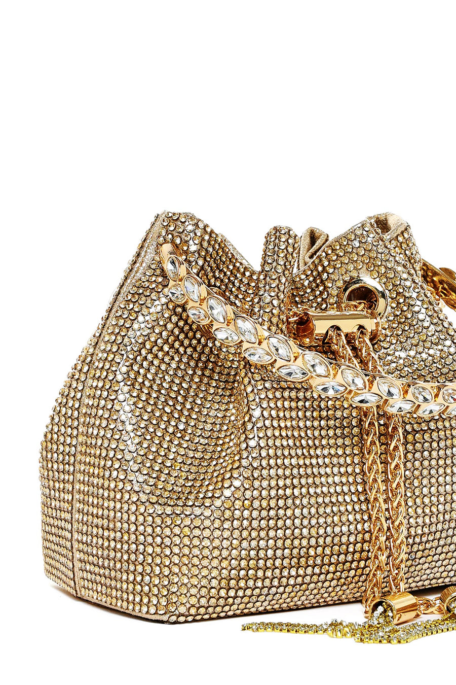 Women's Beige Long Chain Strap Embellished Mini Evening Bag