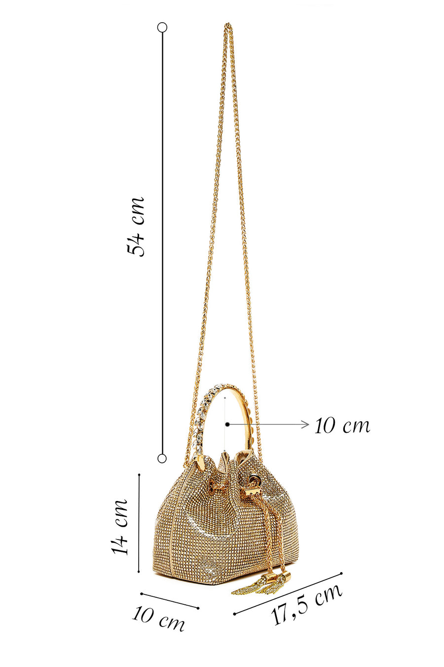Women's Beige Long Chain Strap Embellished Mini Evening Bag
