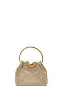 Women's Beige Long Chain Strap Embellished Mini Evening Bag | Derimod