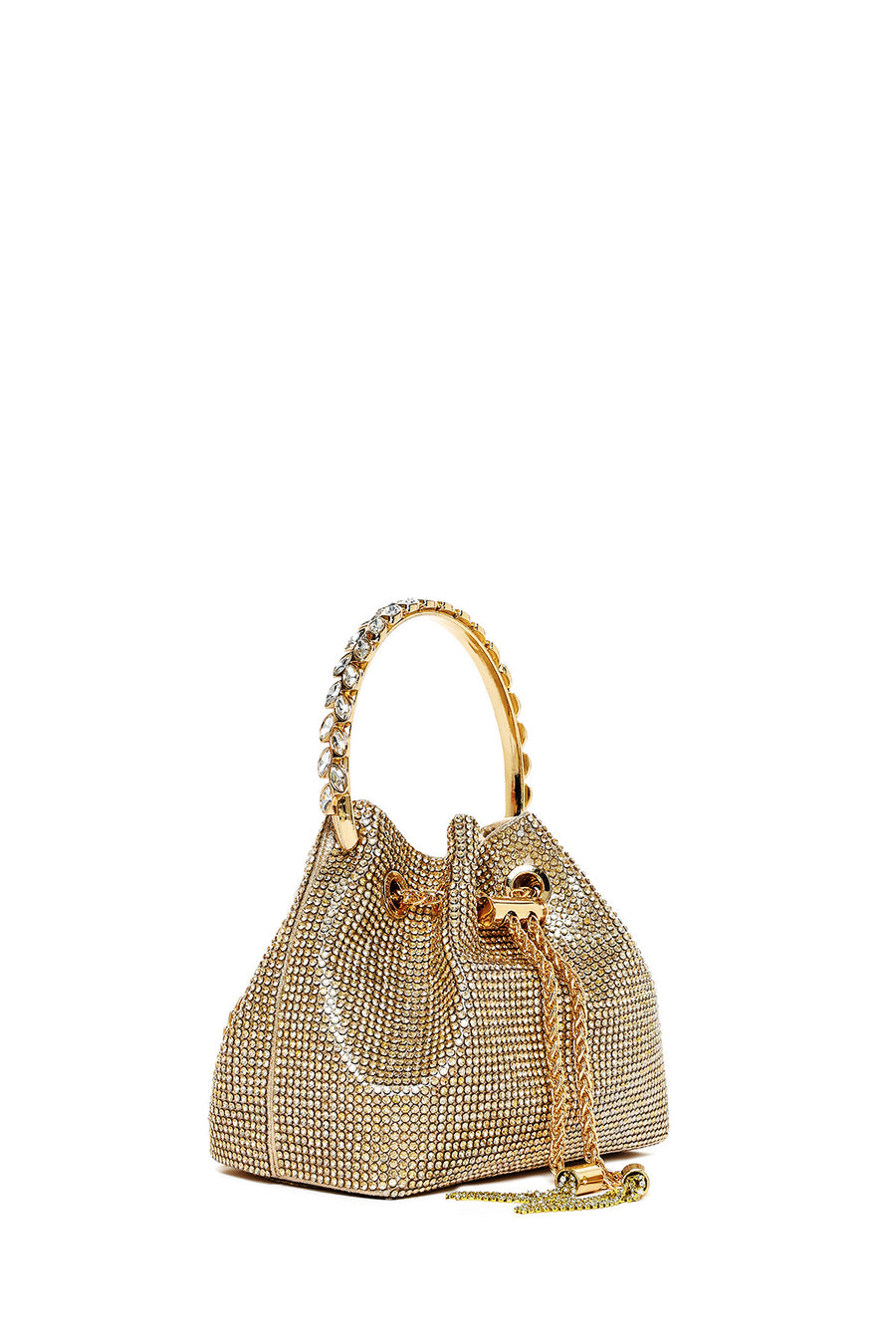 Women's Beige Long Chain Strap Embellished Mini Evening Bag