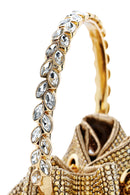 Women's Beige Long Chain Strap Embellished Mini Evening Bag | Derimod