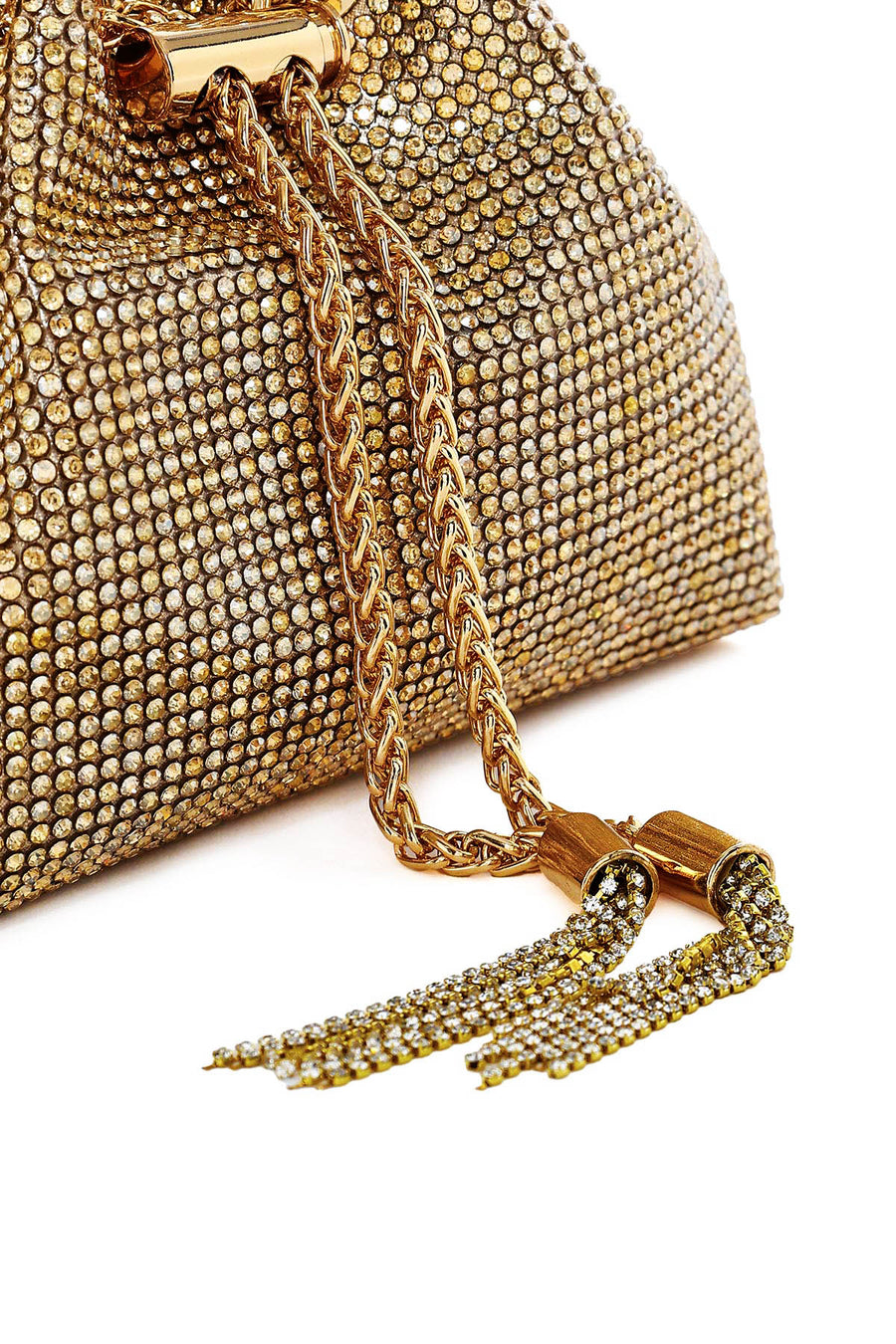 Women's Beige Long Chain Strap Embellished Mini Evening Bag