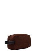 Male Brown Suede Mini Handbag | Derimod