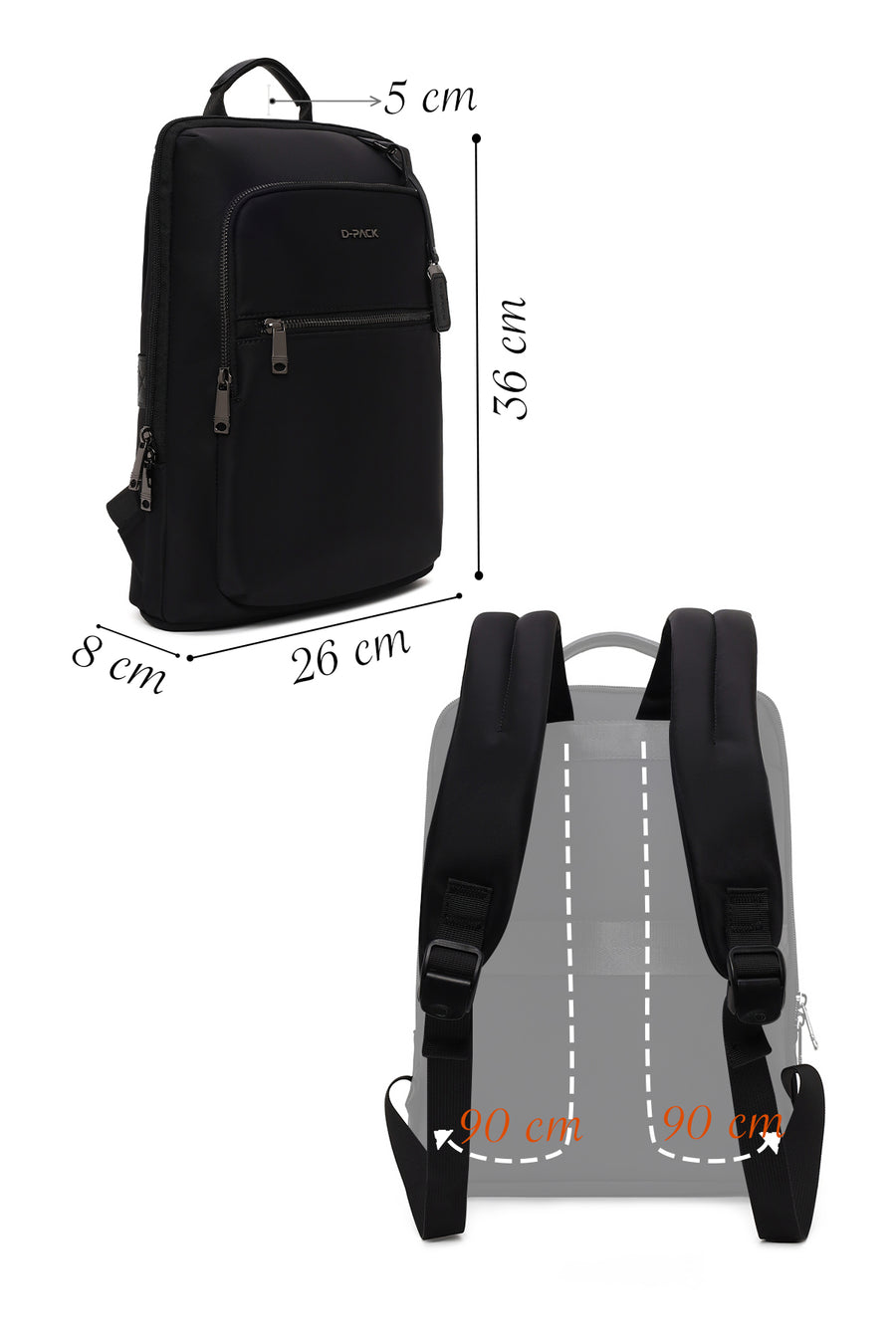 D-Pack Unisex Black Backpack