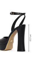 Woman Black Ankle-Buckle High Chunky-Heel Platform Leather Sandal | Derimod