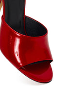Women's Red High Thin Heel Patent Leather Slippers | Derimod