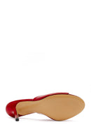 Women's Red High Thin Heel Patent Leather Slippers | Derimod