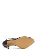 Kadın Siyah Yüksek İnce Topuklu Rugan Deri Ayakkabı | Derimod