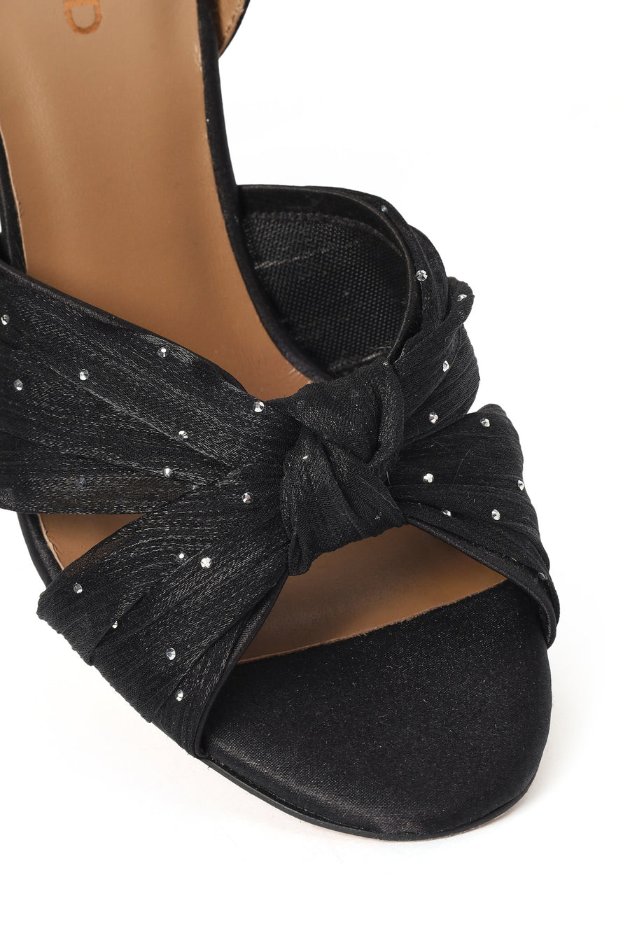 Women's Black Ankle Buckle High Thin Heel Fabric Sandals