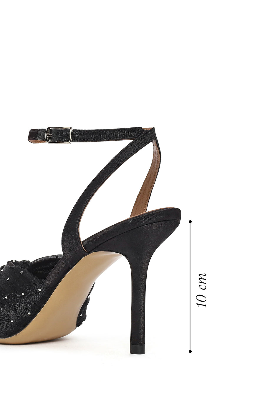 Women's Black Ankle Buckle High Thin Heel Fabric Sandals