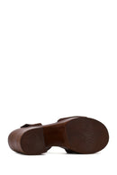 Woman Brown Buckled Platform Chunky Heeled Suede Sandal | Derimod