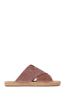 Woman Dark Powder Patterned Suede Espadrilles Slipper | Derimod