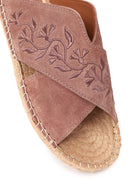 Woman Dark Powder Patterned Suede Espadrilles Slipper | Derimod