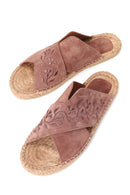 Woman Dark Powder Patterned Suede Espadrilles Slipper | Derimod
