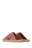 Woman Dark Powder Patterned Suede Espadrilles Slipper | Derimod