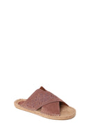 Woman Dark Powder Patterned Suede Espadrilles Slipper | Derimod