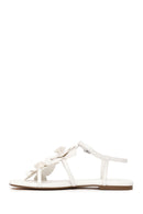 Woman White Ankle-Buckle Floral Sandal | Derimod
